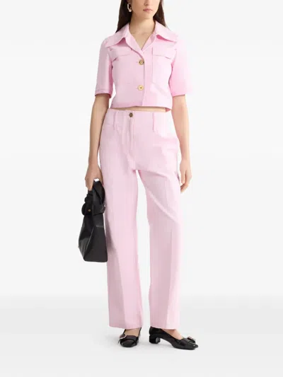 Patou Short-sleeves Buttoned Jacket In Pink