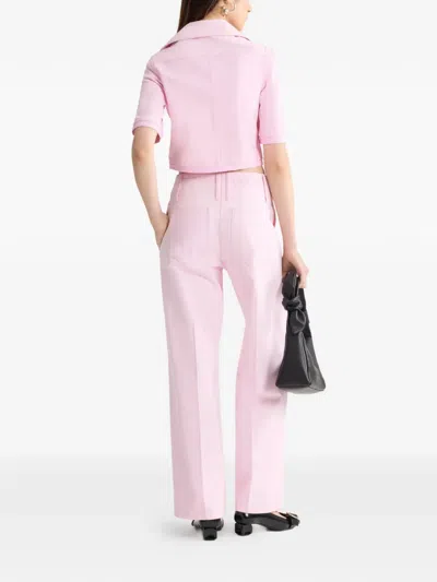 Patou Short-sleeves Buttoned Jacket In Pink