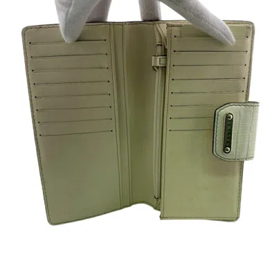 Pre-owned Celine Beige White Canvas Leather Wallet (bi-fold) () In Multi