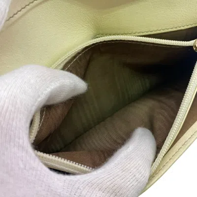 Pre-owned Celine Beige White Canvas Leather Wallet (bi-fold) () In Multi