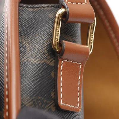 Pre-owned Celine Black Brown Coated Canvas Pvc Leather Shoulder Bag () In Multi