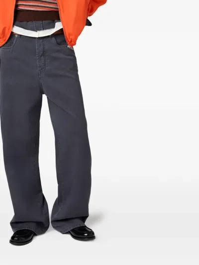 Miu Miu Logo-embroidered Jeans In Blue