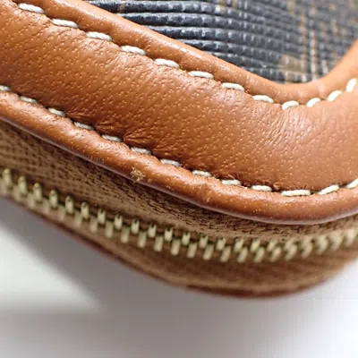 Pre-owned Celine Brown Coated Canvas Leather Wash Bag ()