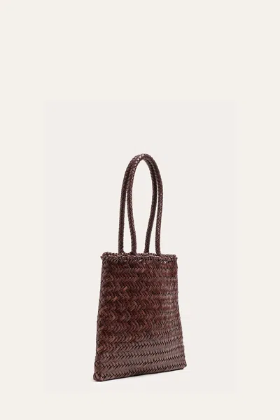 Liffner Flat Leather Basket Dark Brown In Brown
