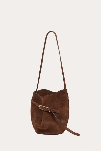 Liffner Belted Bucket Bag Dark Brown Suede In Brown