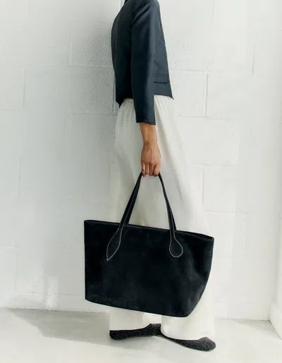 Liffner Mega Sprout Suede Tote Bag In Black