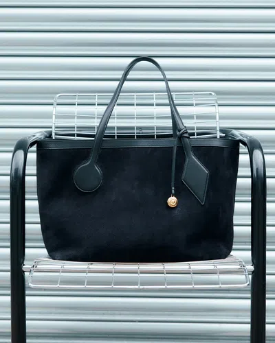 Liffner Sprout Tote Large Black Suede In Black