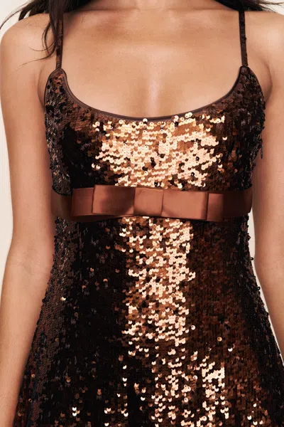 Danielle Guizio Ny Halo Mini Dress In Brown