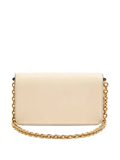 Valentino Small Leather Clutch With Adjustable Chain Strap In Neutral