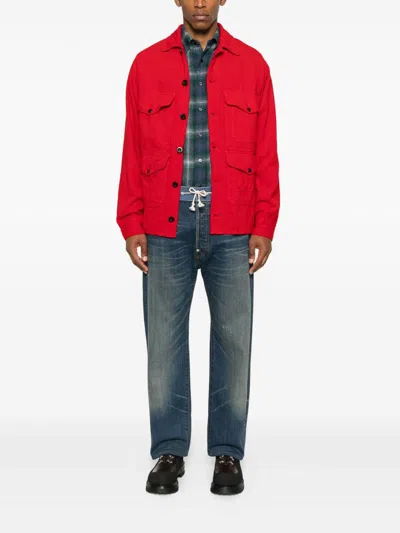Junya Watanabe Emporio Armani Allover Logo Cotton Polo Shirt In Red