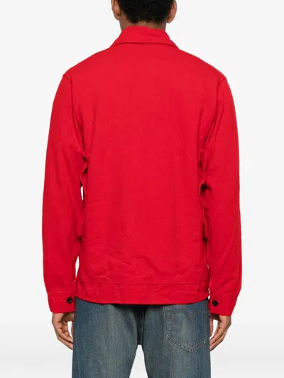 Junya Watanabe Emporio Armani Allover Logo Cotton Polo Shirt In Red