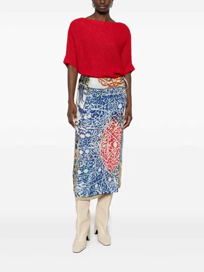 Talking Walls Short-sleeve Knitted Top In Red