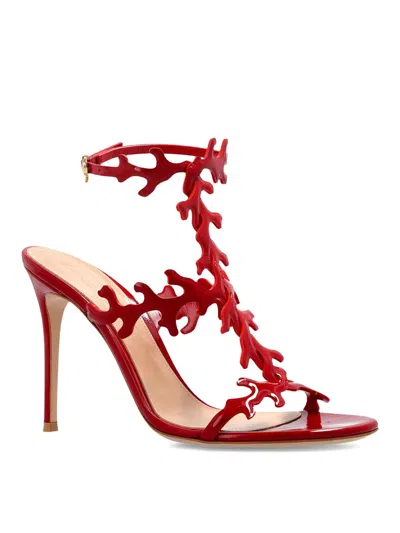 Gianvito Rossi Red Cut-out Ankle-strap Heels In Red