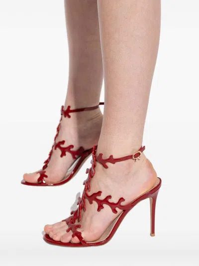 Gianvito Rossi Red Cut-out Ankle-strap Heels In Red