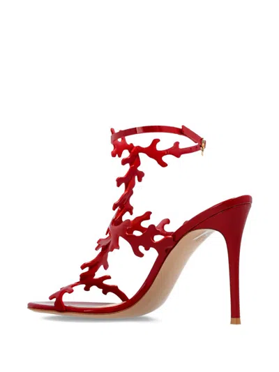 Gianvito Rossi Red Cut-out Ankle-strap Heels In Red