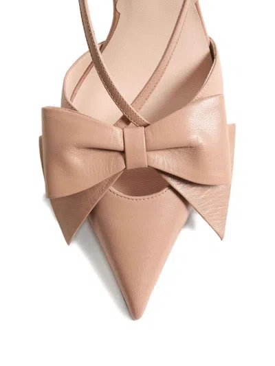 Valentino Bowow 85 Leather Slingback Pump In Neutral