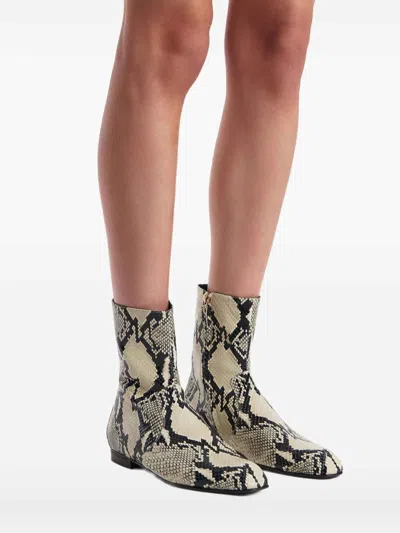 Khaite Colt Snake-effect Leather Ankle Boots In Multi