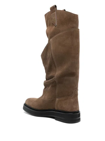 Attico Robin Passeggiata Suede Knee-high Boots In Brown
