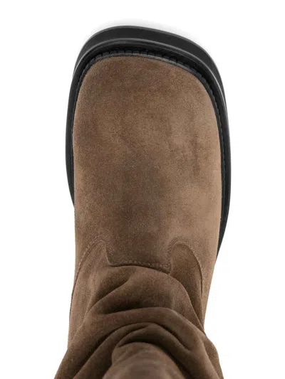 Attico Robin Passeggiata Suede Knee-high Boots In Brown