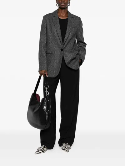 Forte Forte Herringbone Pattern Blazer Front Pockets In Black