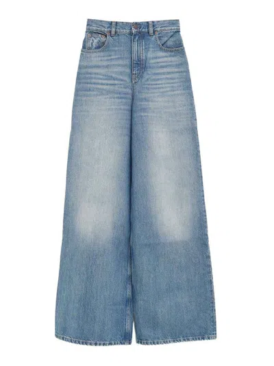 Chloé Wide-leg Denim Jeans With High Waist And Five-pocket Design In Blue