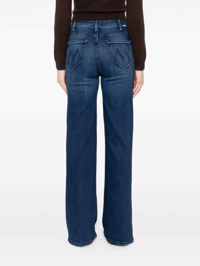 Mother Jeans The Rerun Zip Sneak With Belt Loops And Logo Embroidery On The Back In Blue Denim For Women In Blue