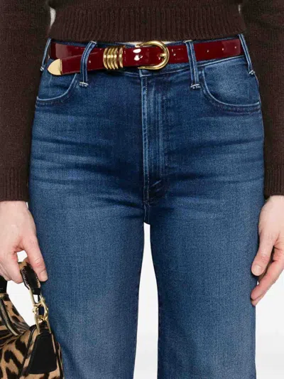 Mother Jeans The Rerun Zip Sneak With Belt Loops And Logo Embroidery On The Back In Blue Denim For Women In Blue