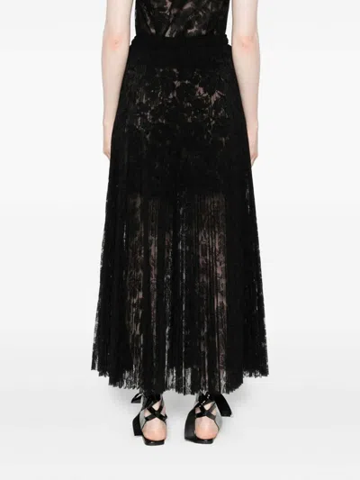 Ermanno Scervino Midi Skirt With Lace Overlay Design In Black