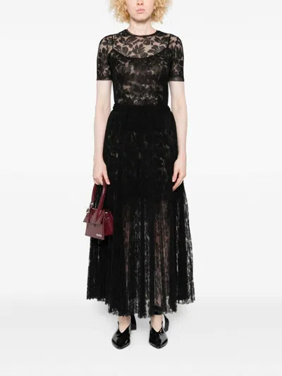 Ermanno Scervino Midi Skirt With Lace Overlay Design In Black