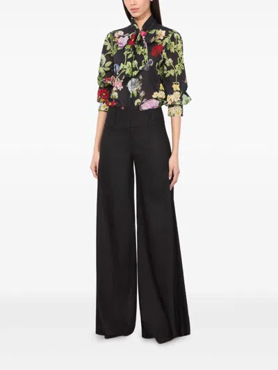 Alice And Olivia Lloyd Cotton Blouse In Black