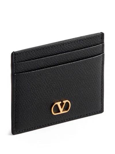 Valentino Portafoglio Minimalista In Pelle Nera Con Fessure Per Carte In Black