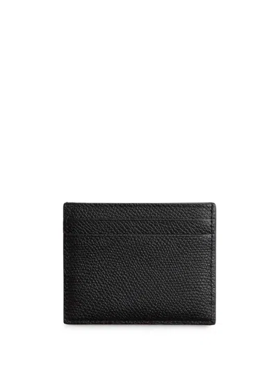 Valentino Portafoglio Minimalista In Pelle Nera Con Fessure Per Carte In Black