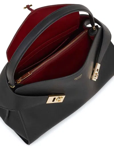Ferragamo Hug Small Leather Tote In Black