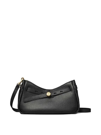 Tory Burch Romy Black Shoulder Bag With Removable Shoulder Strap And Logo Plaque On The Front In Leather Woman In Black