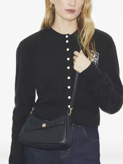 Tory Burch Romy Black Shoulder Bag With Removable Shoulder Strap And Logo Plaque On The Front In Leather Woman In Black