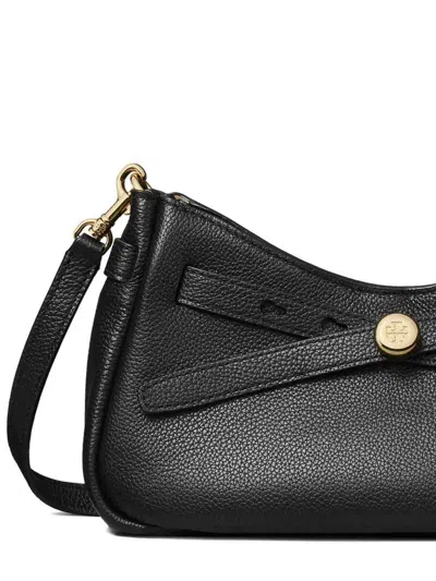 Tory Burch Romy Black Shoulder Bag With Removable Shoulder Strap And Logo Plaque On The Front In Leather Woman In Black