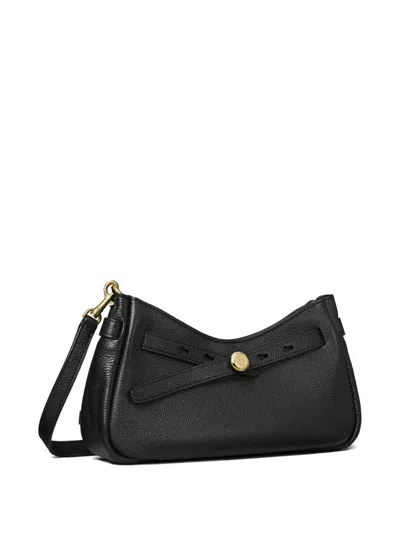 Tory Burch Romy Black Shoulder Bag With Removable Shoulder Strap And Logo Plaque On The Front In Leather Woman In Black