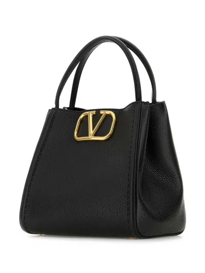 Valentino All Time Medium Textured-leather Shoulder Bag In Black