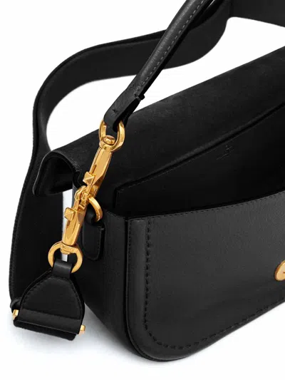 Valentino Vlogo Embellished Textured-leather Shoulder Bag In Black