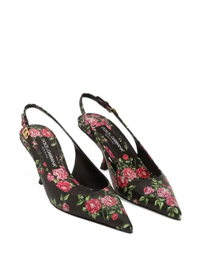 Dolce & Gabbana Women Lollo Slingback In Printed Leather In Multi