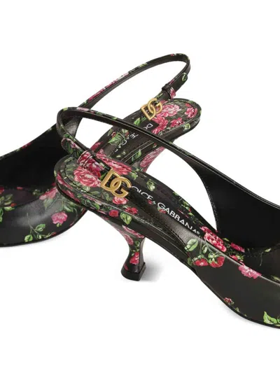 Dolce & Gabbana Women Lollo Slingback In Printed Leather In Multi