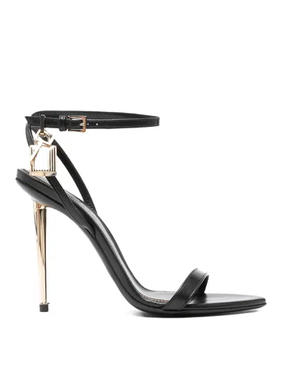 Tom Ford Paintdlock Pointed-toe Buckle Sandals With Signature Metal Heel In Black