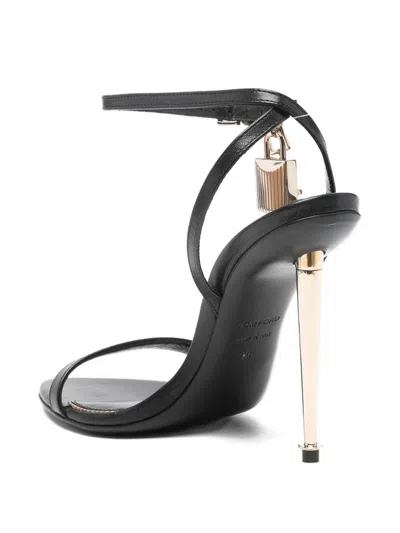 Tom Ford Paintdlock Pointed-toe Buckle Sandals With Signature Metal Heel In Black