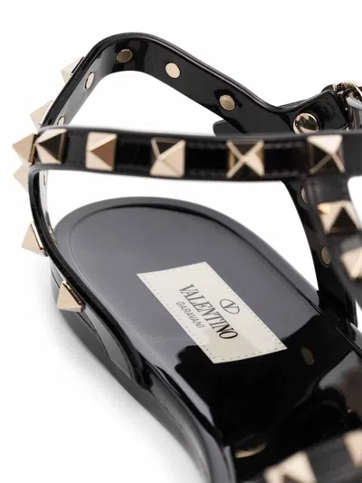Valentino Garavani Rockstud Rubber Sandals Ankle Strap Design In Black