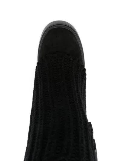 Casadei Tricot Wool Boots In Black