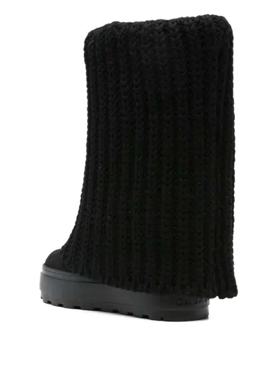 Casadei Tricot Wool Boots In Black
