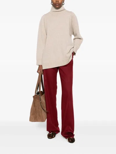 Max Mara Carbone Long Trouser Raspberry In Burgundy