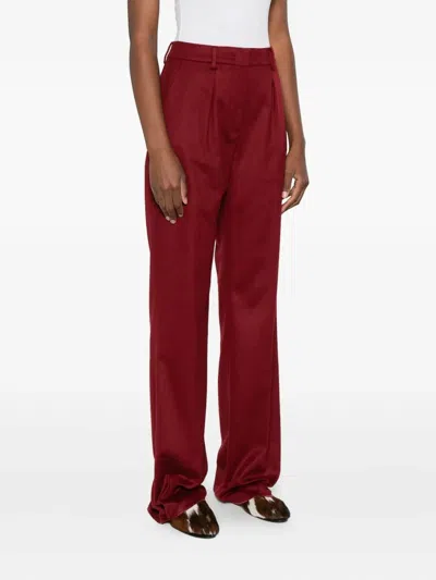 Max Mara Carbone Long Trouser Raspberry In Burgundy