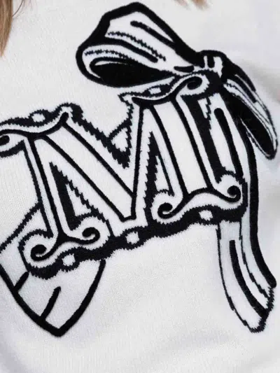 Max Mara Zurlo Monogram Wool-blend Sweater In White
