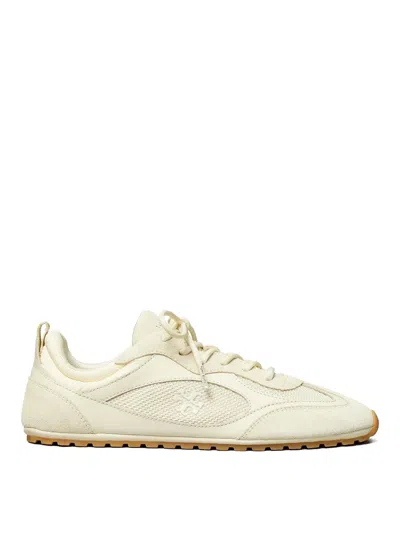 Tory Burch Cream Calf Leather Bos Taurus Low Top Sneakers In Neutral